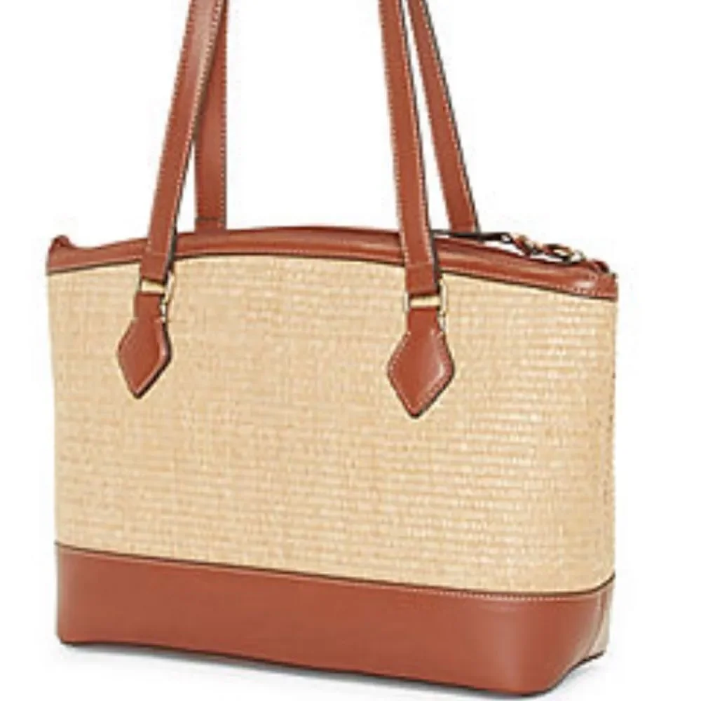 St. John’s Bay Classic Crafted Straw Leather Combo Westbrooke Satchel